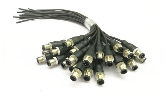 Over - Molded Circular Connector Cable Assembly Kabel M12 Sensor Panjang 100 / 200mm