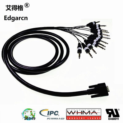 Premium HD-SUB 15pin Male Connector to 12 Mono 1/4" Male Plugs Audio Cable Harness